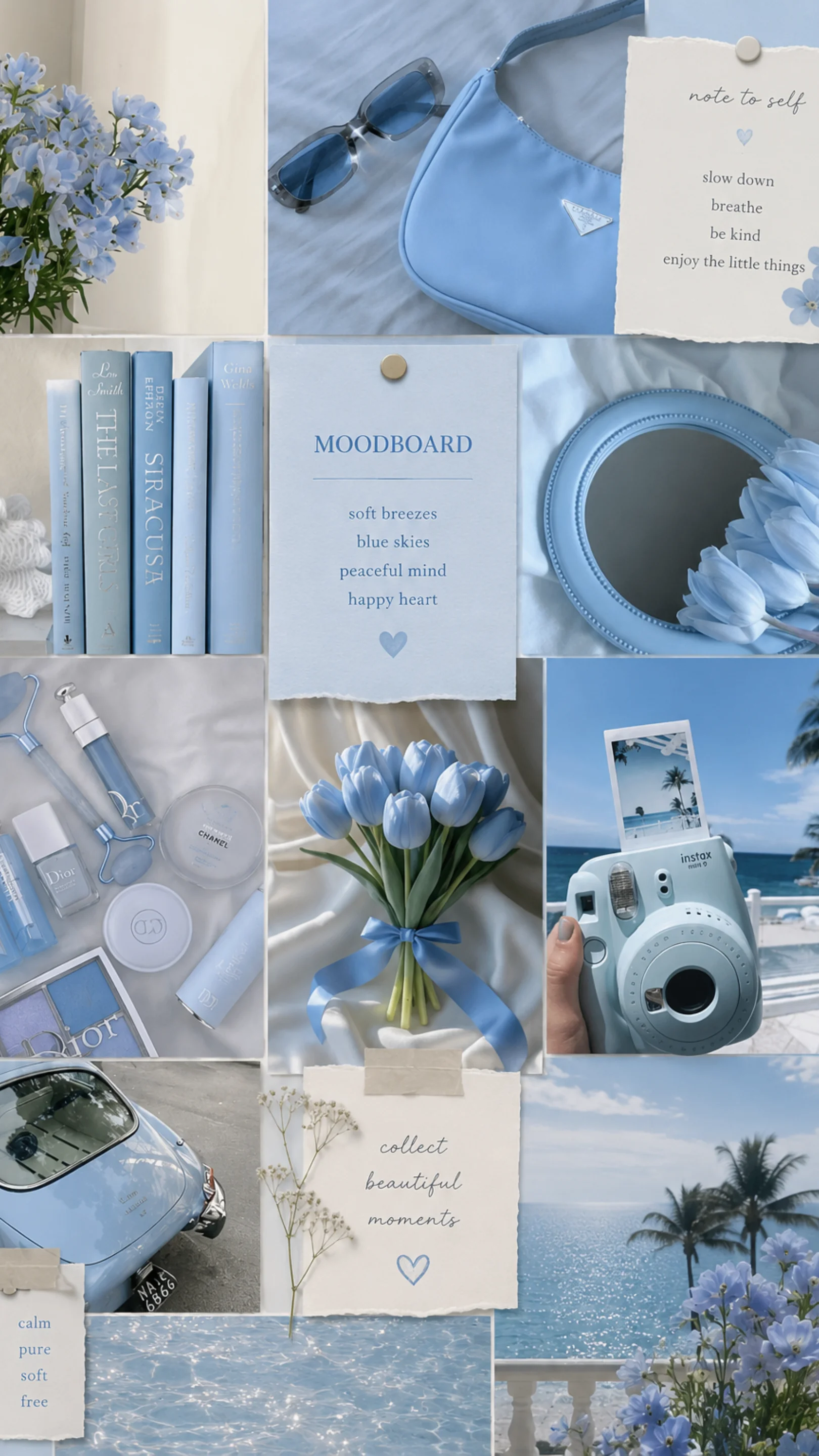 Blue Serenity Moodboard Aesthetic